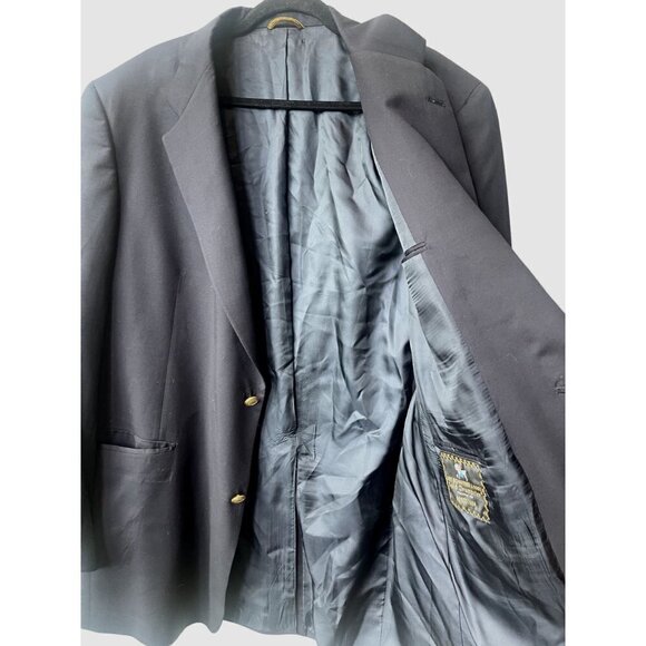 Hart Schaffner & Marx Gold Trumpeter Wool 46L Navy Blue Gold Button Suit Blazer - Picture 7 of 11